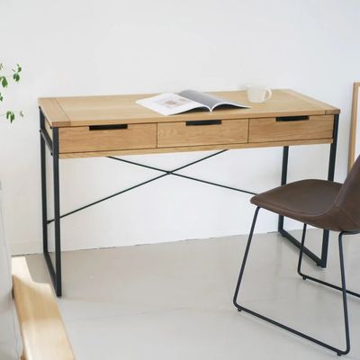 Foldable Metal Wood Surface Dinning Table for Office Needs in Northern Europe Style
