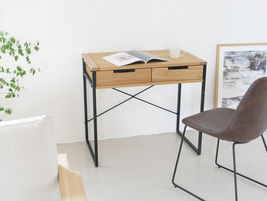 Foldable Metal Wood Surface Dinning Table for Office Needs in Northern Europe Style