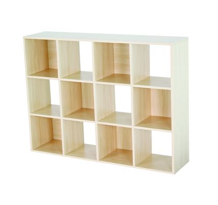 Wooden Layered Storage Shelf for Desktop Organization in Home or Office Space