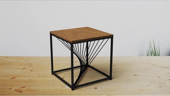 Mail Packing Adjustable Height Metal Leg Wood Top End Table for Modern Home Furniture