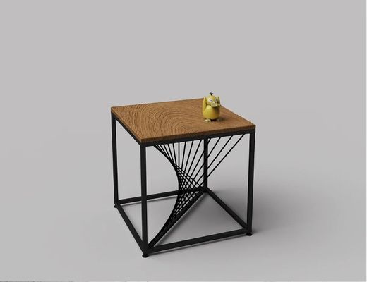 Mail Packing Adjustable Height Metal Leg Wood Top End Table for Modern Home Furniture