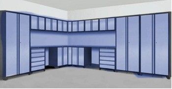 Removable Large Black Garage L Shaped Workbench Tool Storage Cabinet with Drawers