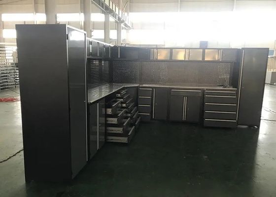 OEM Support Garage Cabinet with Tools Storage Workbench Tool Cart Tool Trolley Workshop Metal Cabinet L Shape