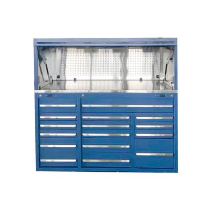 Garage Workshop Brown 96 Inch 16 Drawer Rolling Tool Cabinet with Side Locker and Hutch