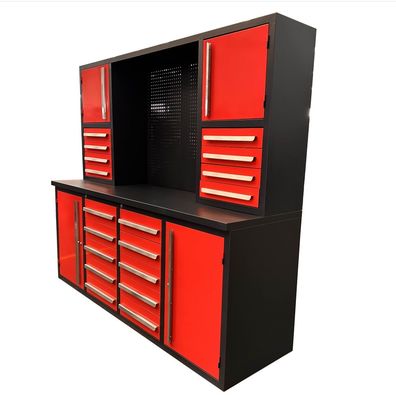 Car Repair Garage Workshop Workbench with 18 Drawers and Heavy Duty Tool Storage