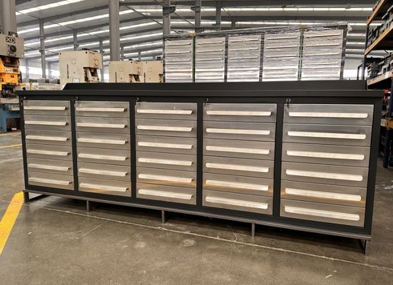15 Drawers Heavy Duty Workshop Tool Cabinet Workbench with Optional Wood Countertop