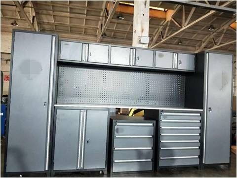 Workshop Metal Corner Tool Cabinet with Heavy Duty Rolling Trolley and White Finish