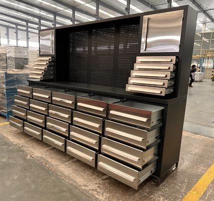 Functional Stainless Steel Workbench for Workshop Tool Storage and Heavy Duty Drawers