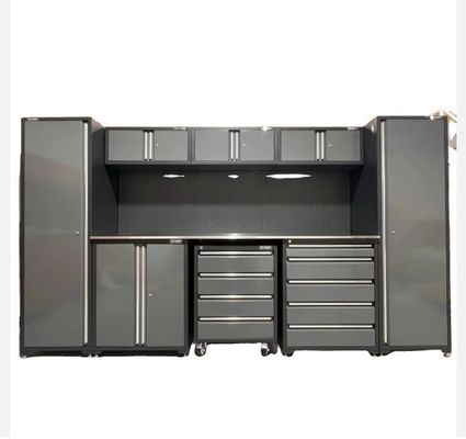 Large Garage Workbench with Removable Metal Tool Boxes Storage Cabinet and Slatwall